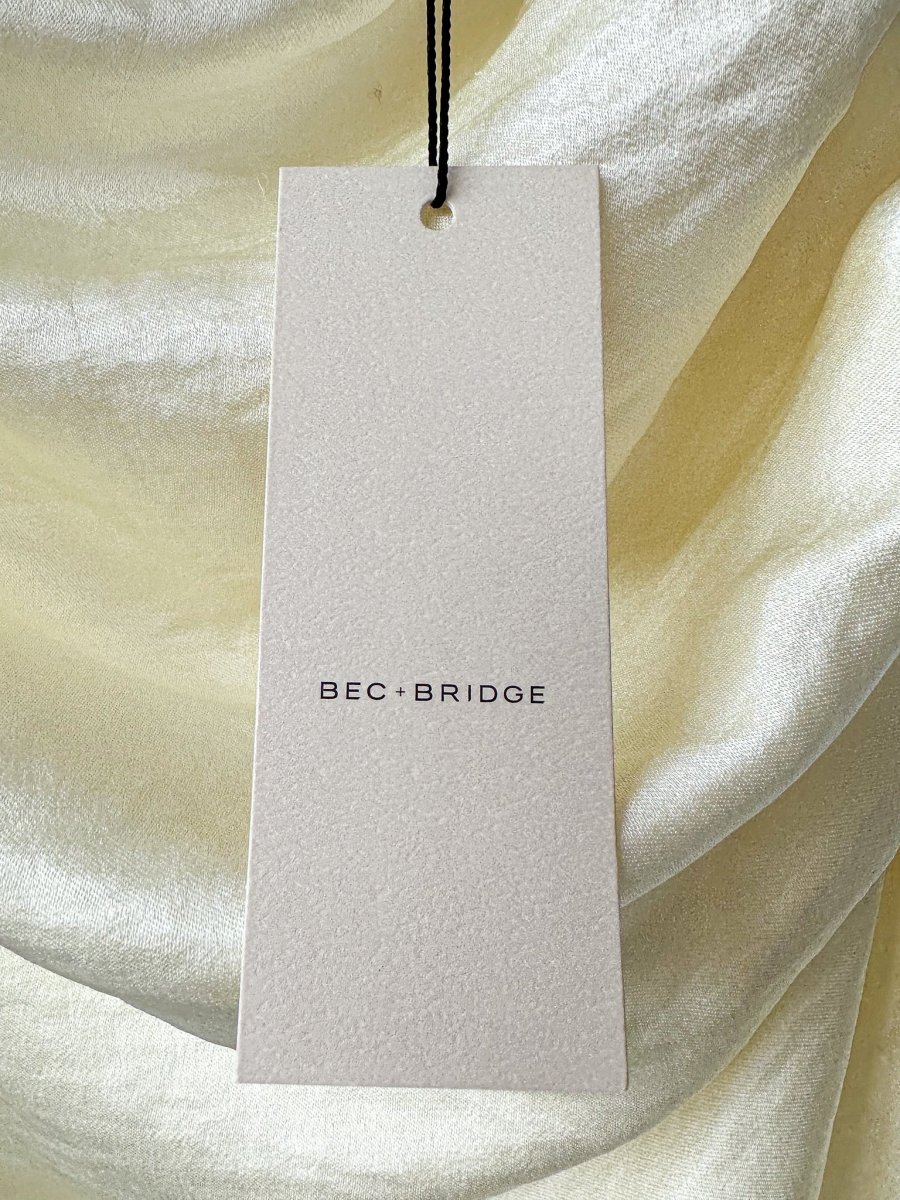 Bec & Bridge Symone Ice Yellow Strapless Mini Dress DAMAGED - Imagen 5