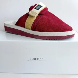 Suicoke Zavo Cab Red Suede Slip On Strap Mule Sandals