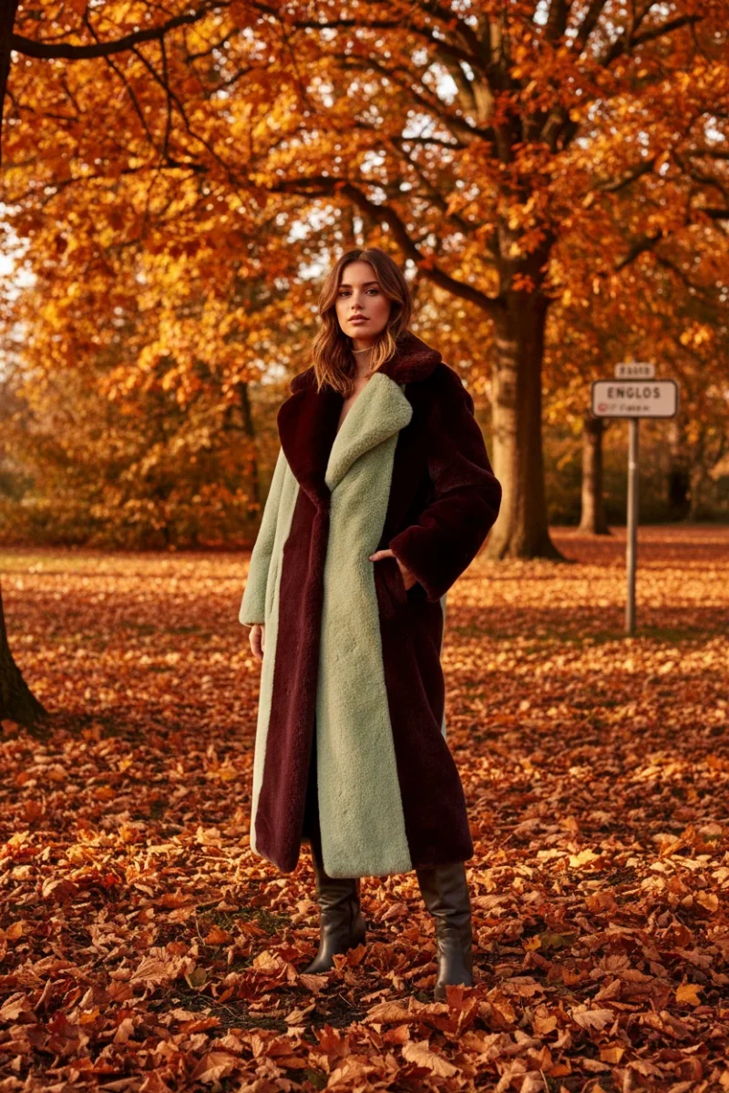 Jakke Katie Faux-Fur Colourblock Midi Coat - Imagen 2