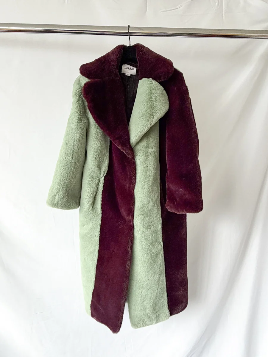 Jakke Katie Faux-Fur Colourblock Midi Coat - Imagen 3