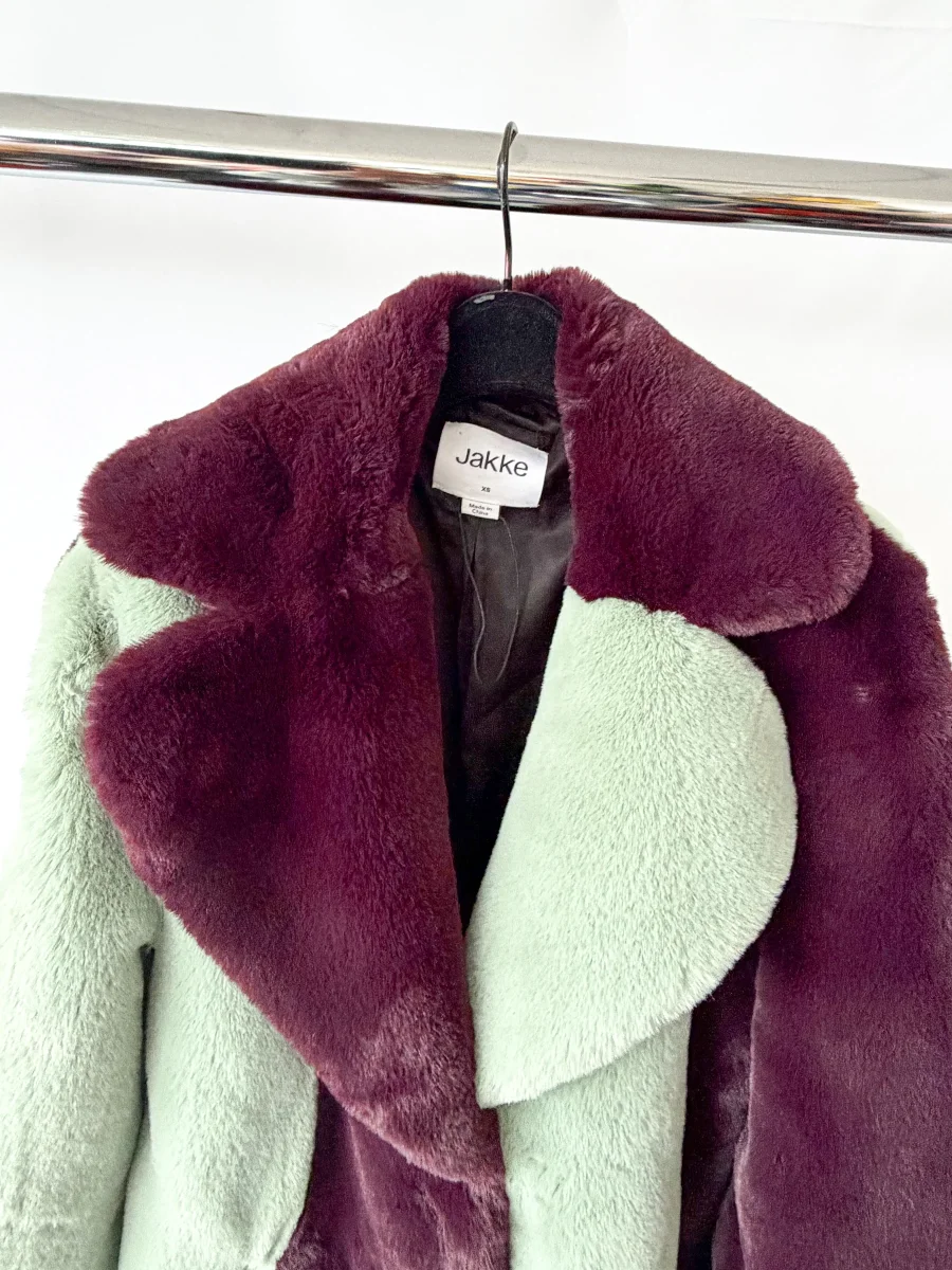 Jakke Katie Faux-Fur Colourblock Midi Coat - Imagen 4