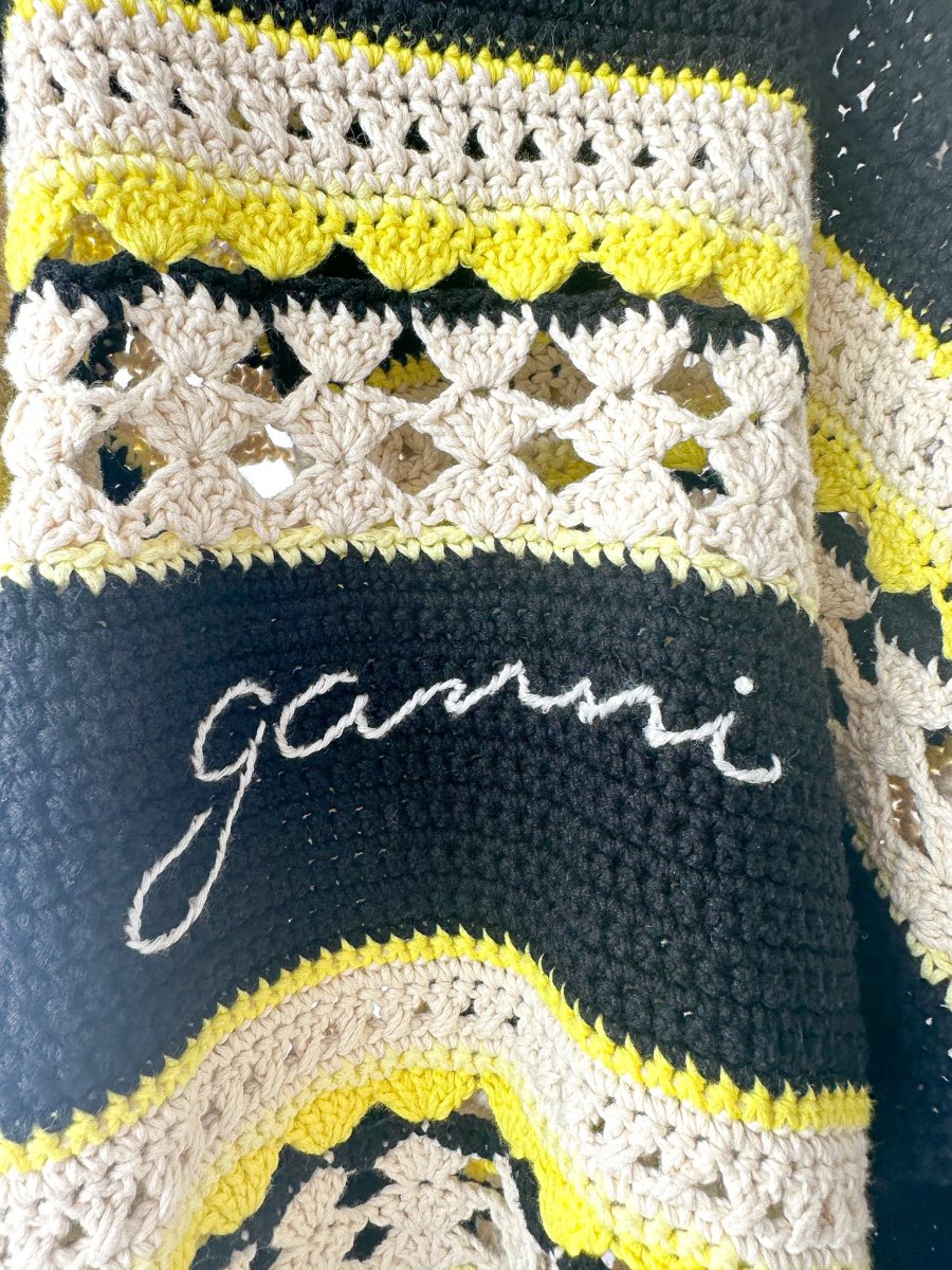 Ganni Logo Crochet Striped Strappy Mini Dress - Imagen 9