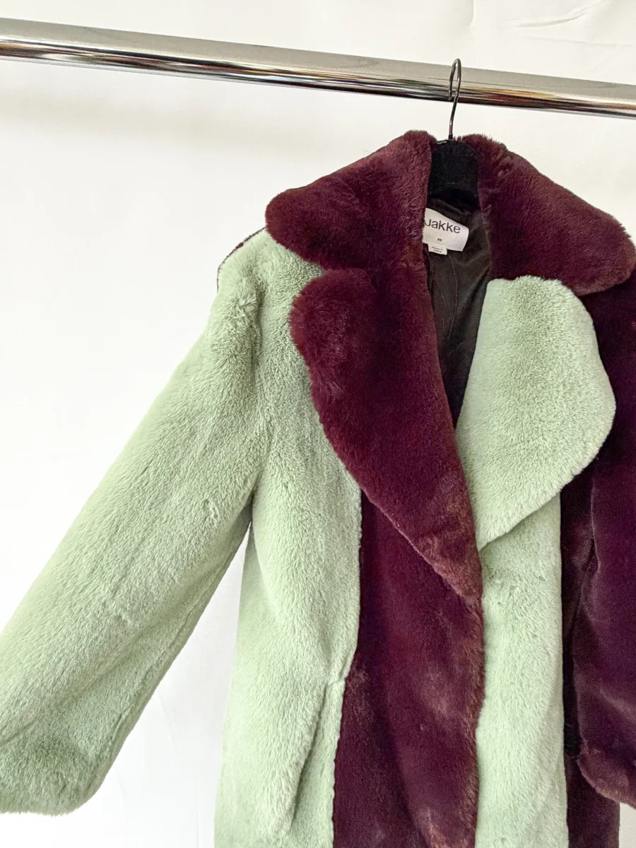 Jakke Katie Faux-Fur Colourblock Midi Coat - Imagen 5