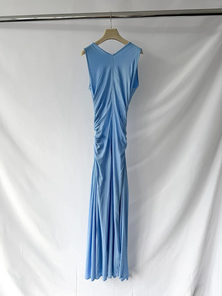 Bottega Veneta Light Blue Cut-out Back Ring Detail Jersey Dress - Imagen 5