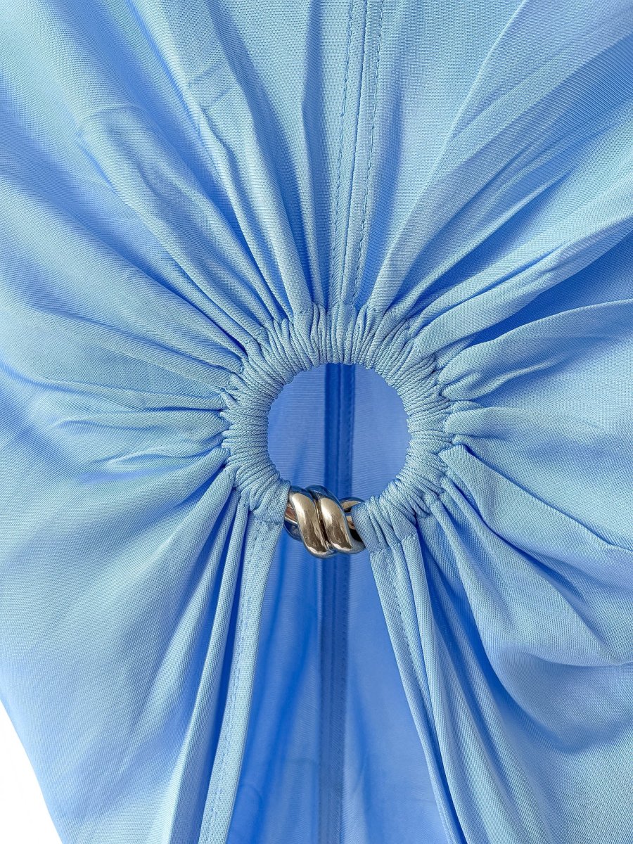 Bottega Veneta Light Blue Cut-out Back Ring Detail Jersey Dress - Imagen 9