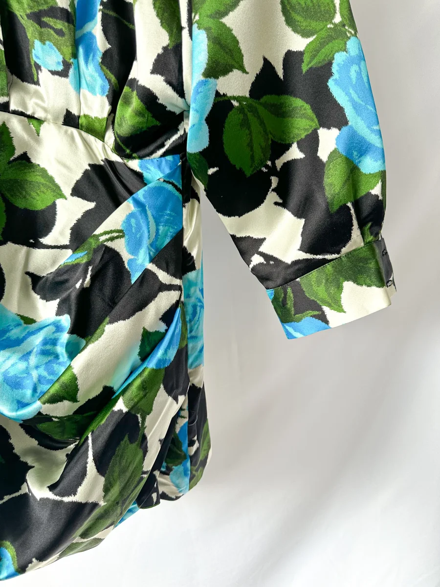 Richard Quinn Blue Floral Long Sleeve Silk Dress - Imagen 5