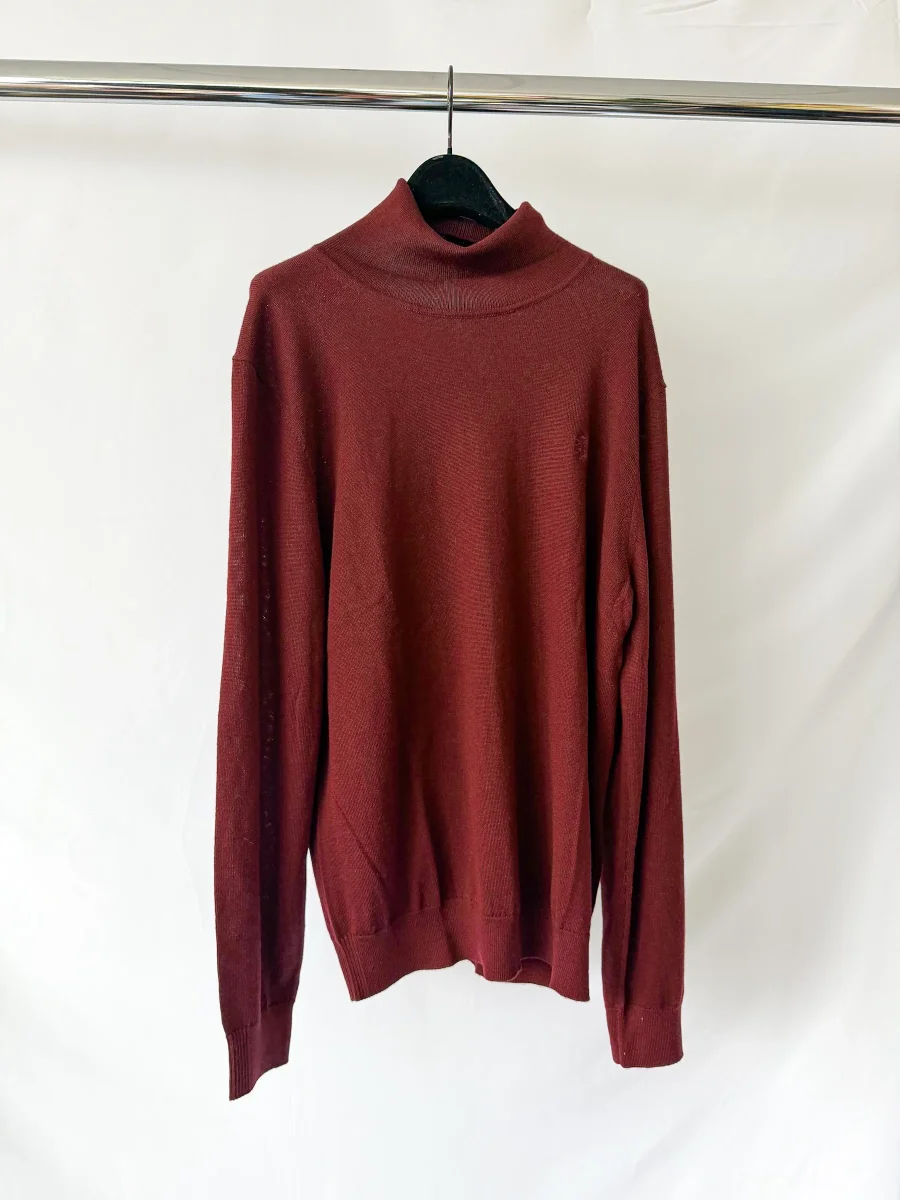Pringle Of Scotland Merino Wool Polo Neck Jumper In Burgundy