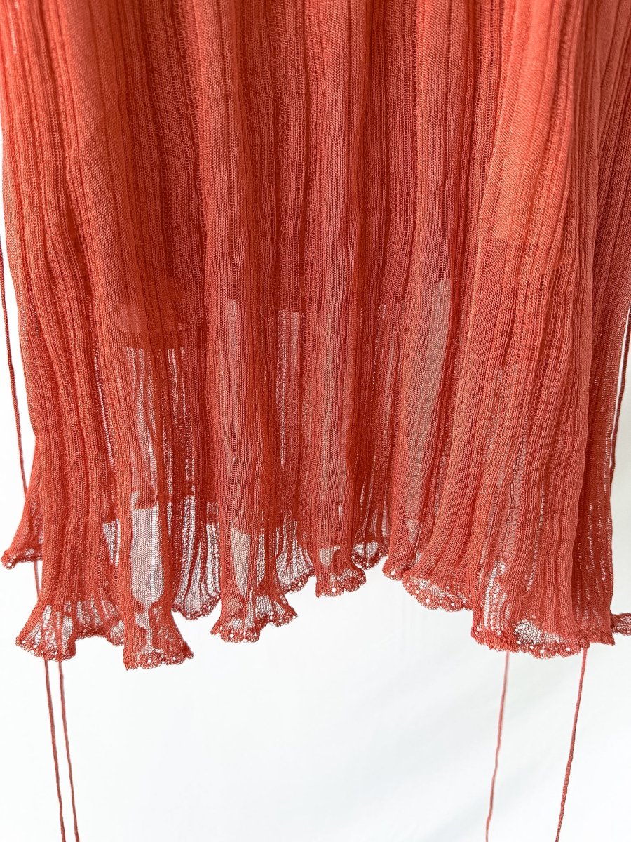 Valentino Plisse Cold Shoulder Frilly Dress - Imagen 5