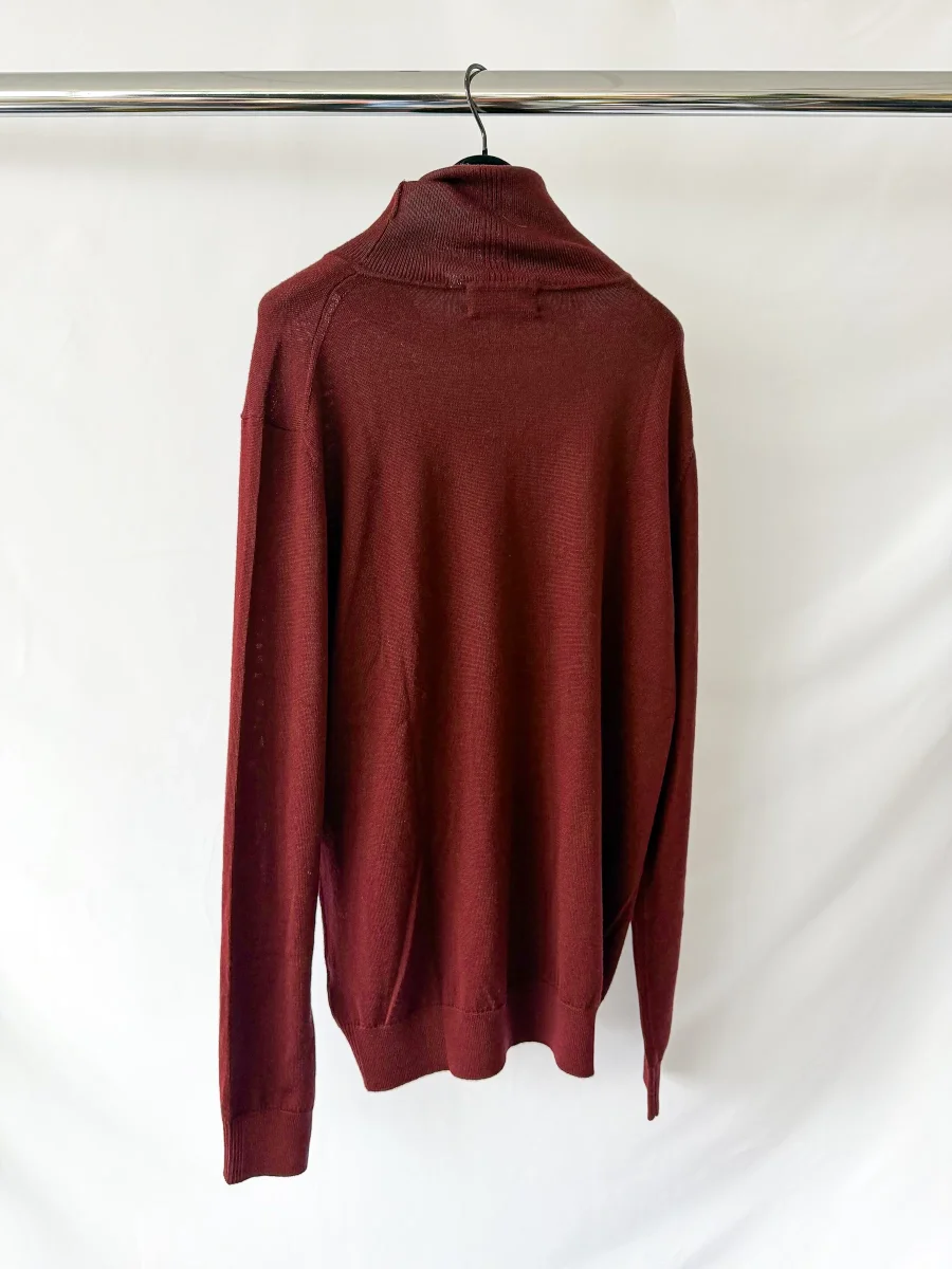 Pringle Of Scotland Merino Wool Polo Neck Jumper In Burgundy - Imagen 5