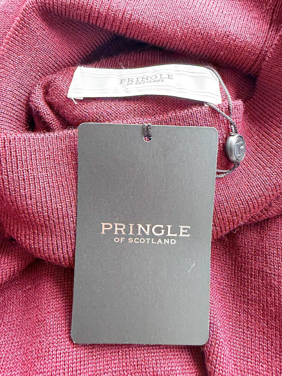 Pringle Of Scotland Merino Wool Polo Neck Jumper In Burgundy - Imagen 6