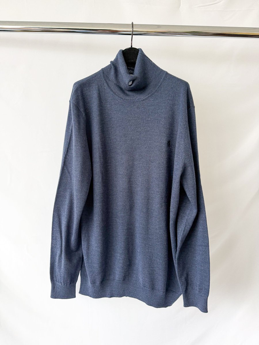 Pringle Of Scotland Merino Wool Polo Neck Jumper In Navy - Imagen 2