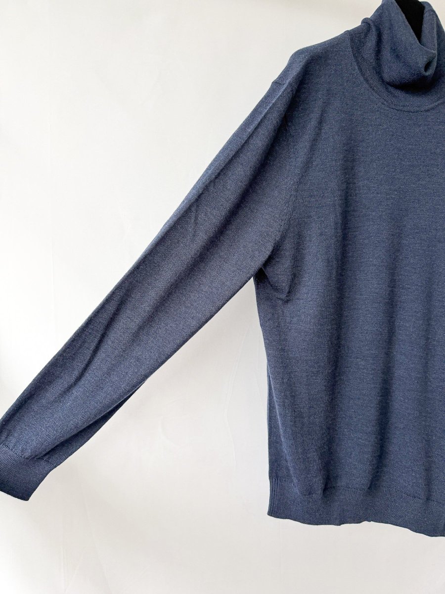 Pringle Of Scotland Merino Wool Polo Neck Jumper In Navy - Imagen 4