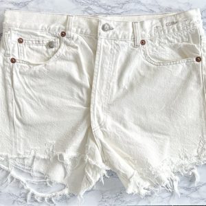 R13 White Denim Cut-Off Shorts