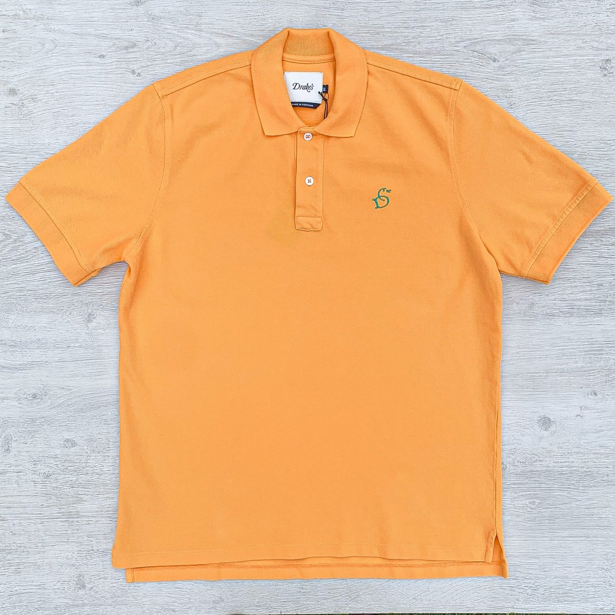 Drake's Duck Butterscotch Yellow Polo Shirt With Logo Embroidered Cotton Piqué - Imagen 2