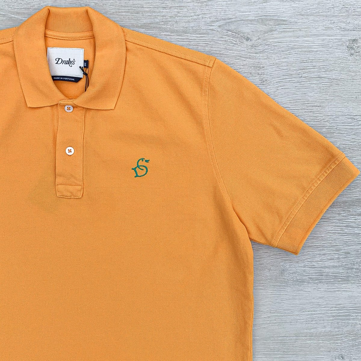 Drake's Duck Butterscotch Yellow Polo Shirt With Logo Embroidered Cotton Piqué - Imagen 5