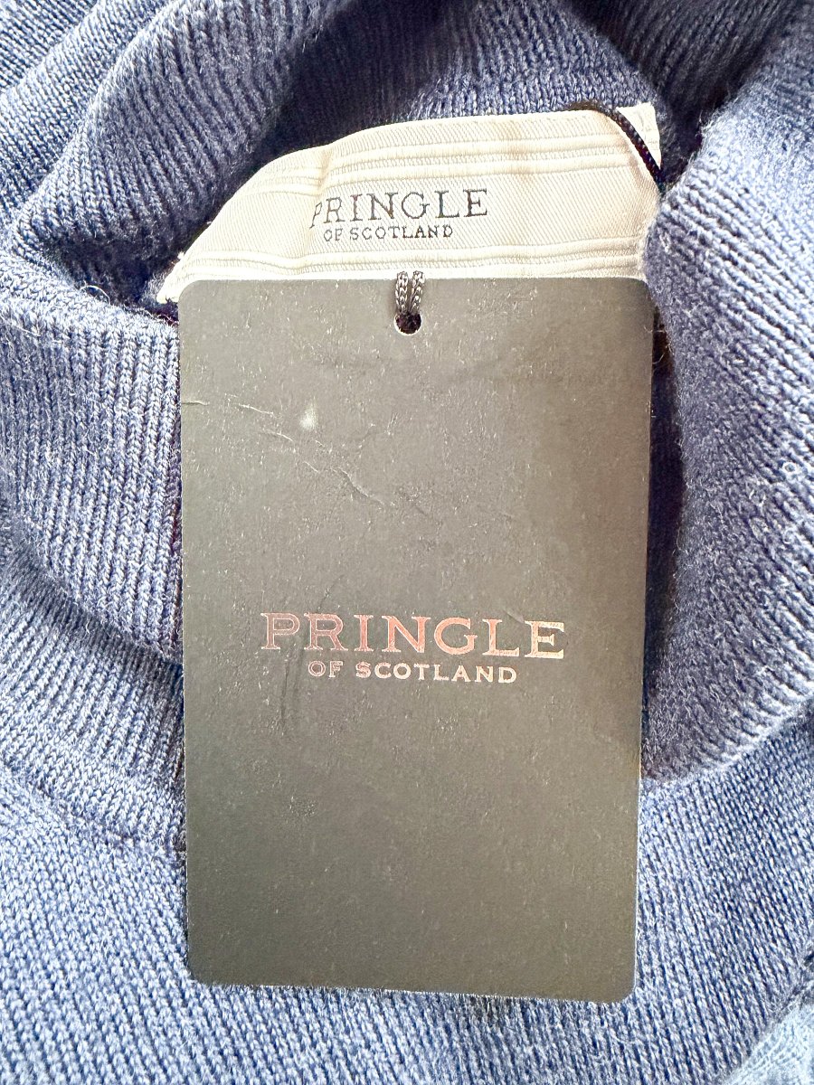 Pringle Of Scotland Merino Wool Polo Neck Jumper In Navy - Imagen 7