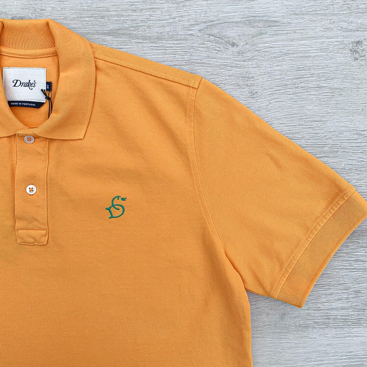 Drake's Duck Butterscotch Yellow Polo Shirt With Logo Embroidered Cotton Piqué - Imagen 8
