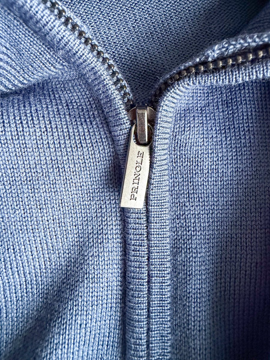 Pringle Of Scotland Qtr Zip Extra Fine Merino Wool Jumper In Blue - Imagen 8