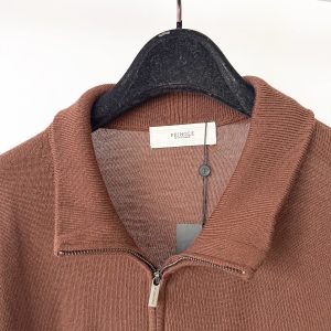Pringle Of Scotland Qtr Zip Extra Fine Merino Wool Jumper In Brown