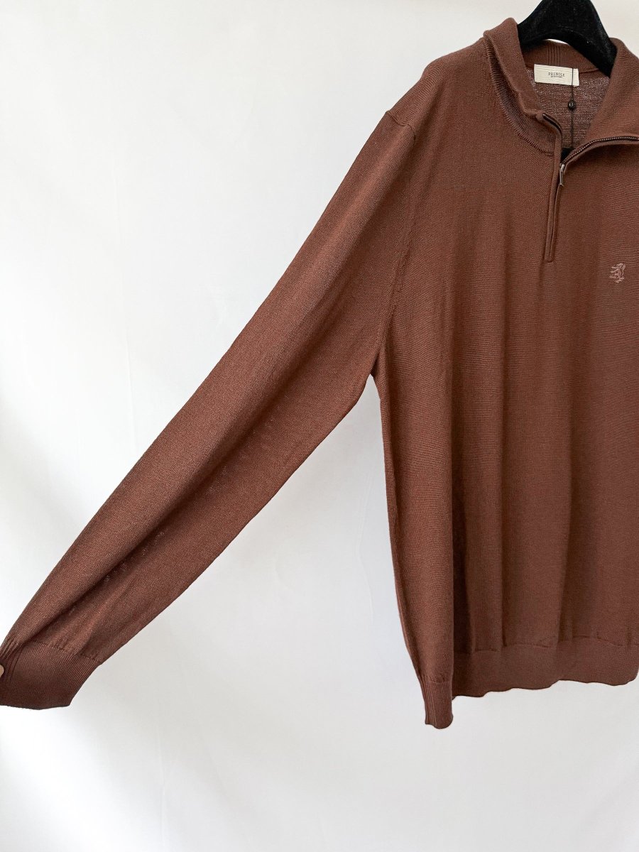Pringle Of Scotland Qtr Zip Extra Fine Merino Wool Jumper In Brown - Imagen 3