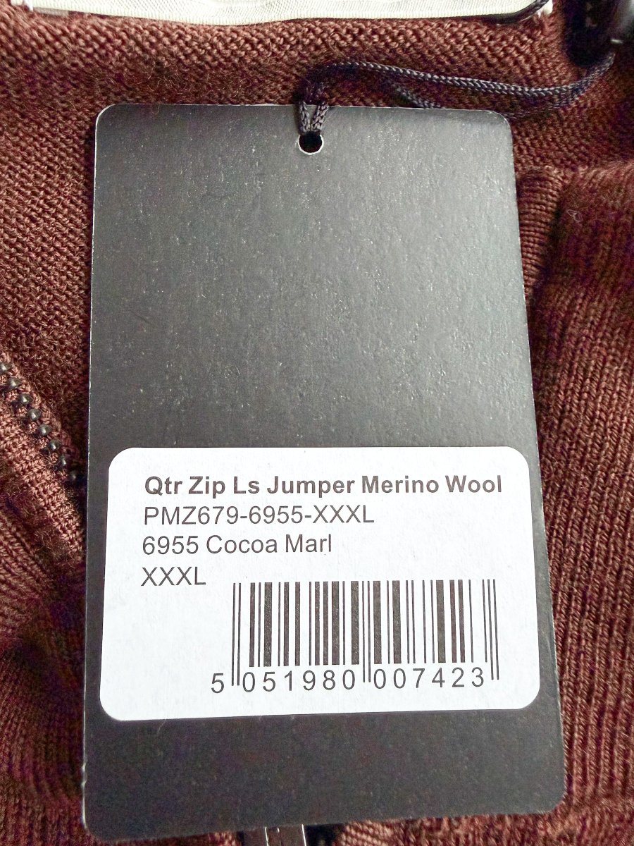 Pringle Of Scotland Qtr Zip Extra Fine Merino Wool Jumper In Brown - Imagen 6