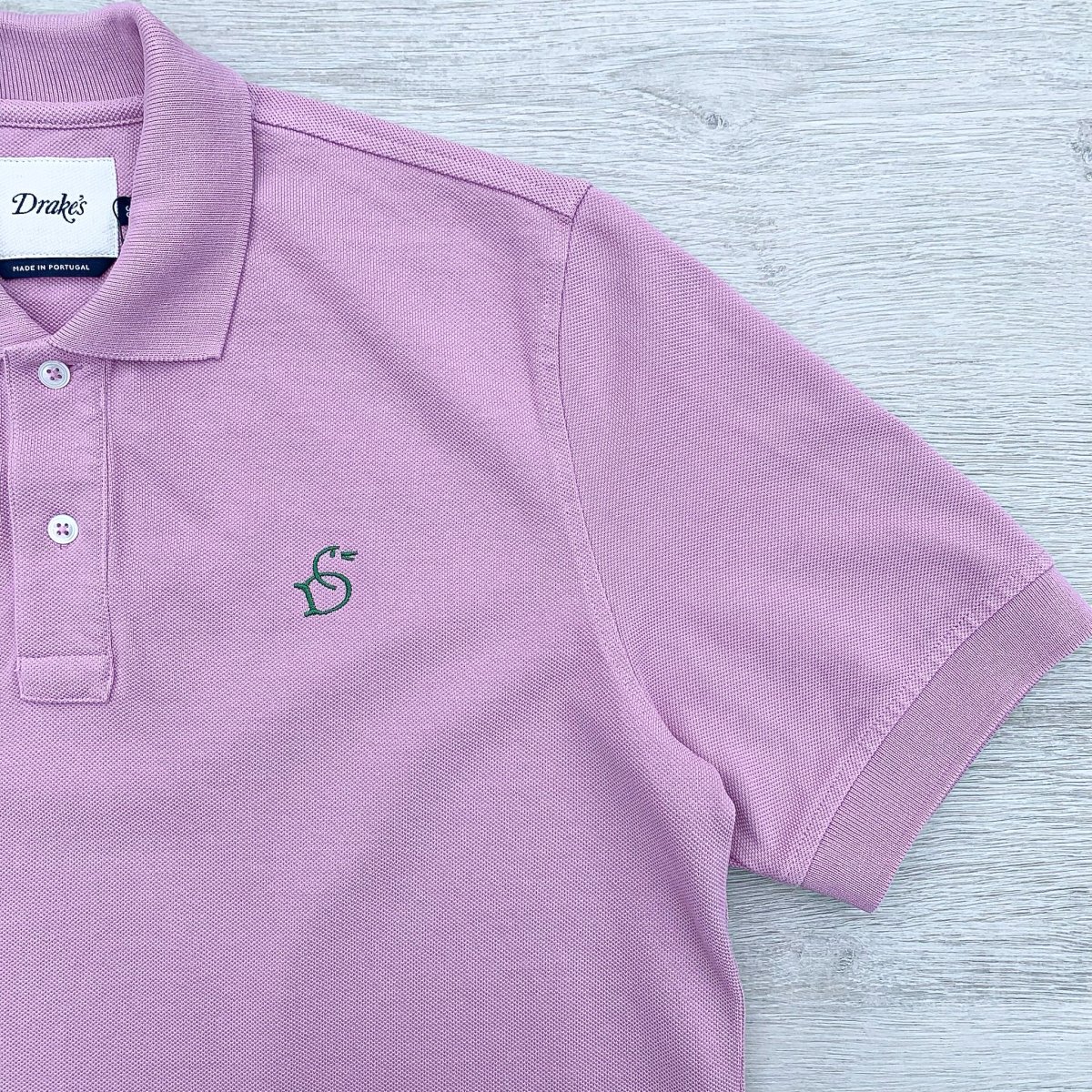 Drake's Lilac Pink Polo Shirt With Duck Logo Embroidered Cotton Piqué - Imagen 7