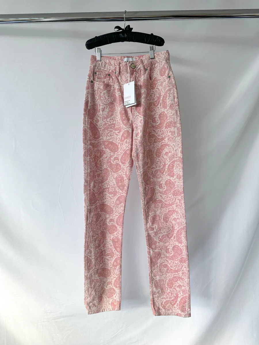 Ganni Pink Paisley-Print Organic Swigy Straight-Leg Jeans - Imagen 6