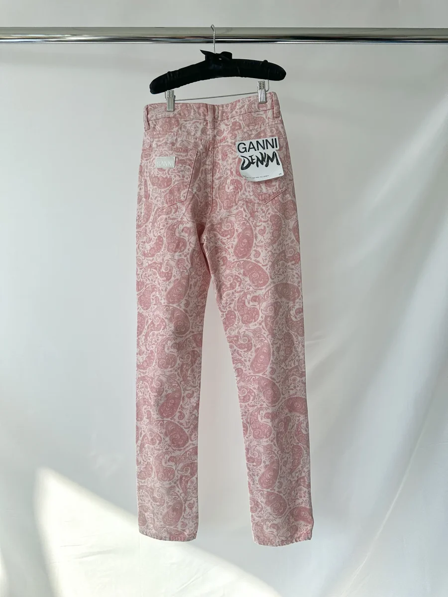 Ganni Pink Paisley-Print Organic Swigy Straight-Leg Jeans - Imagen 7