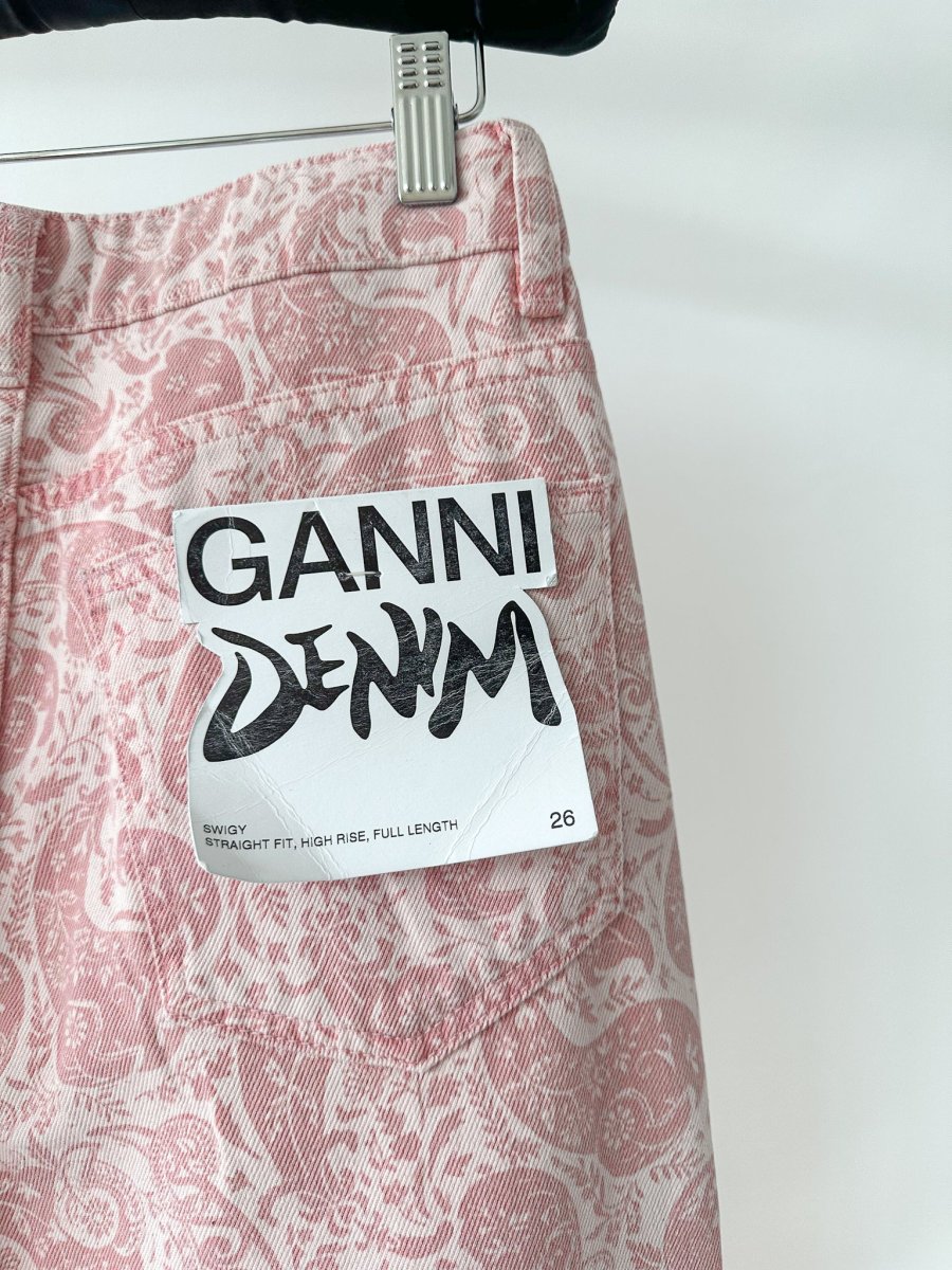 Ganni Pink Paisley-Print Organic Swigy Straight-Leg Jeans - Imagen 8