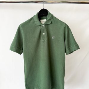 Drake's Dark Green Polo Shirt With Logo Embroidered Cotton Piqué