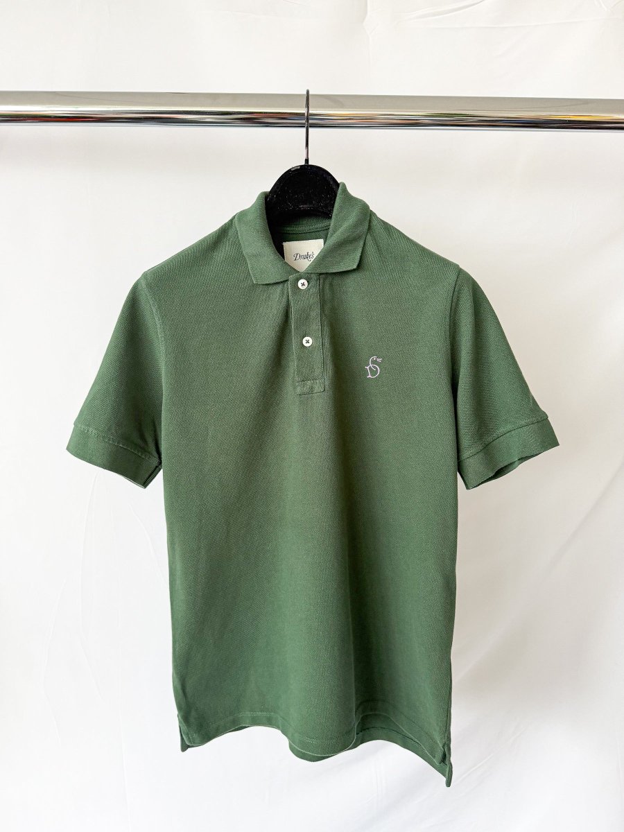 Drake's Dark Green Polo Shirt With Logo Embroidered Cotton Piqué - Imagen 2