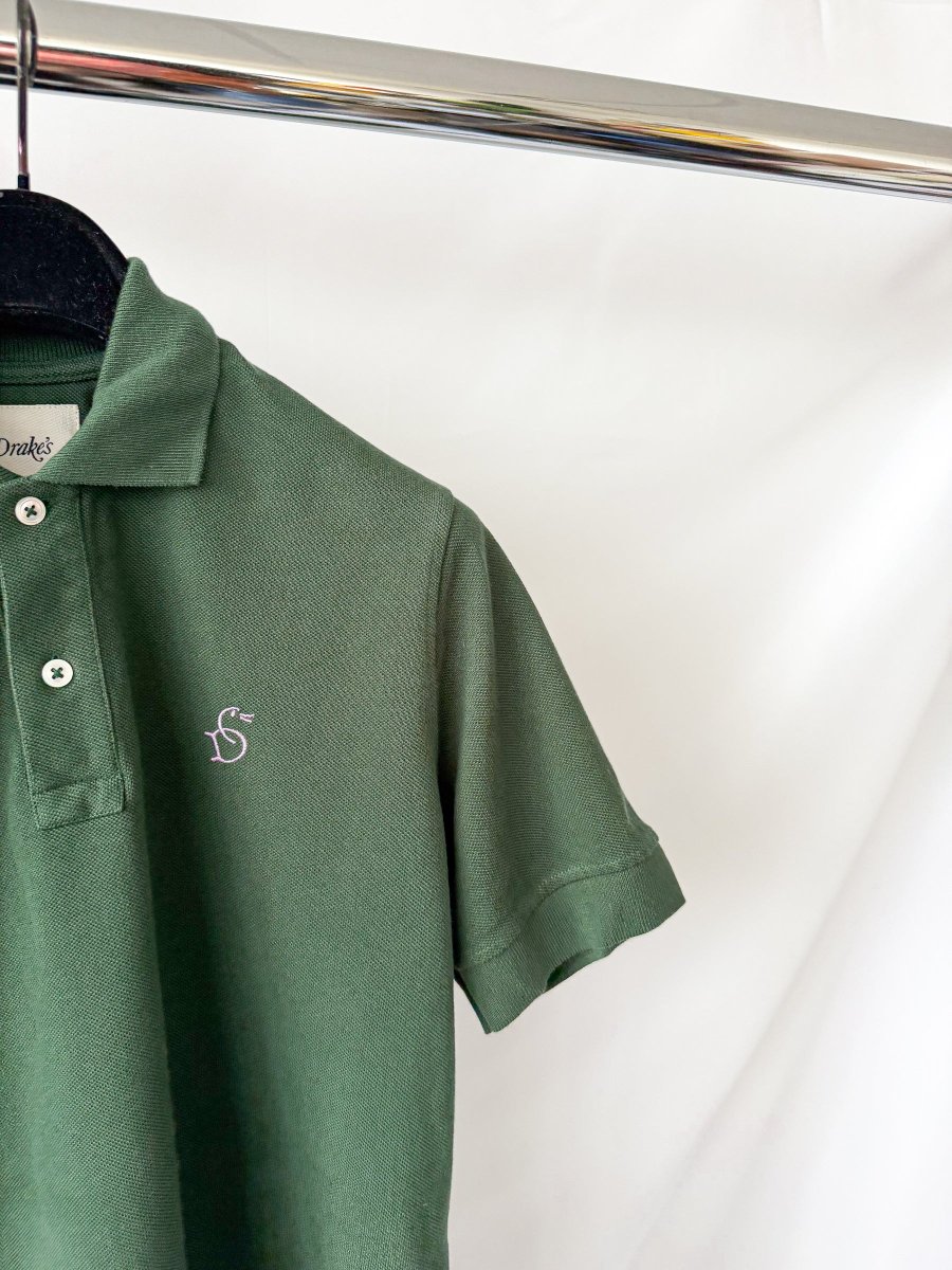 Drake's Dark Green Polo Shirt With Logo Embroidered Cotton Piqué - Imagen 4