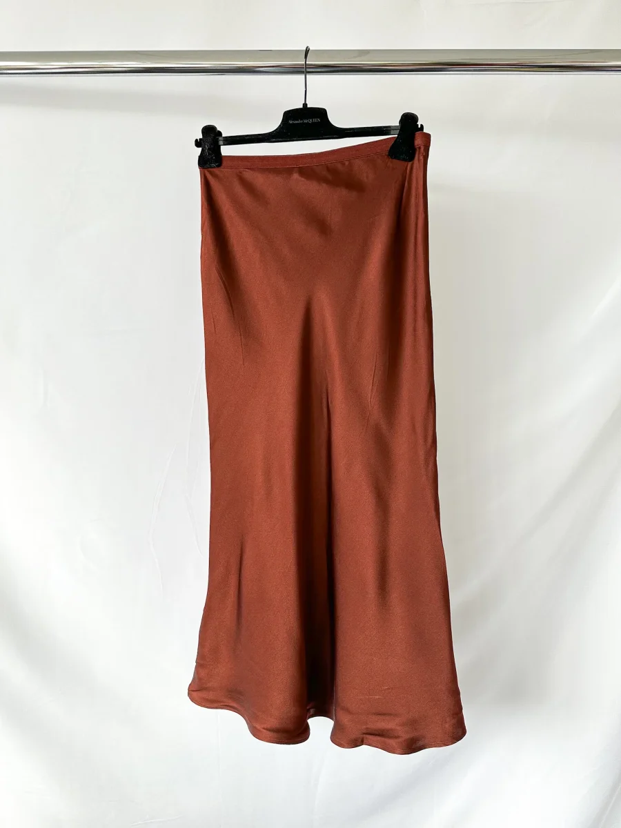 Anine Bing Dark Cherry Silk Slip Skirt (IMPERFECT)