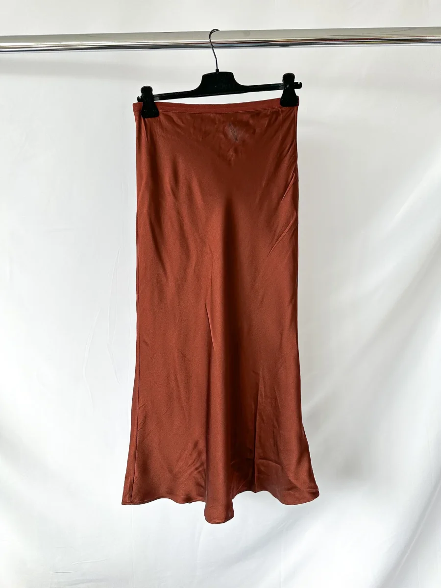 Anine Bing Dark Cherry Silk Slip Skirt (IMPERFECT) - Imagen 5