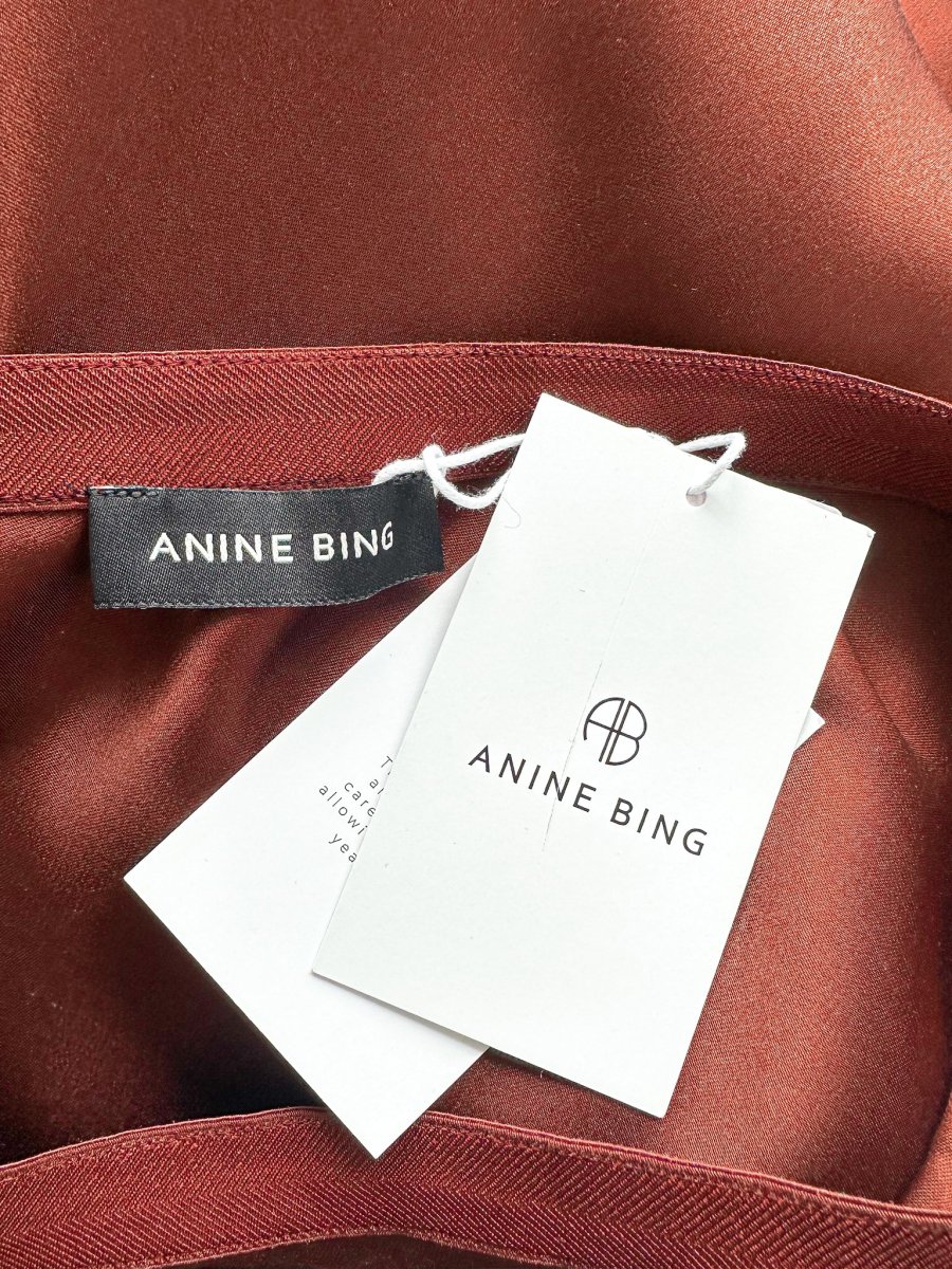 Anine Bing Dark Cherry Silk Slip Skirt (IMPERFECT) - Imagen 6