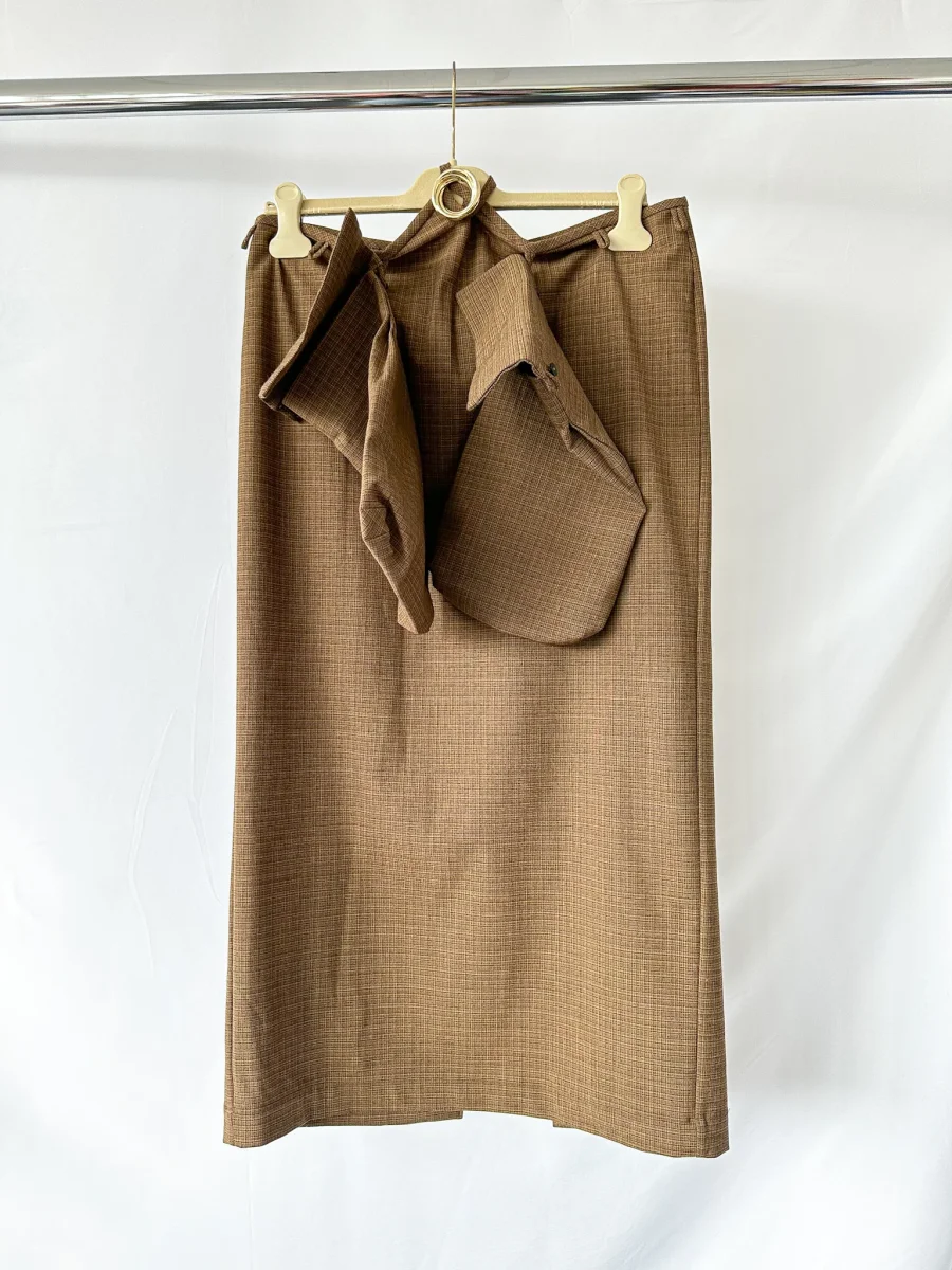 Christopher Esber Brown Wool Blend Checked Cargo Midi Skirt - Imagen 6