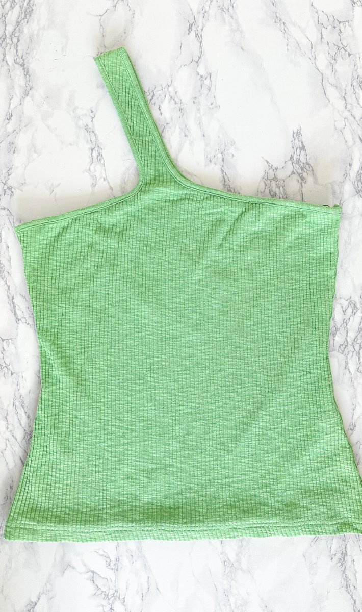 Rejina Pyo Green Nina One Shoulder Ribbed Cotton Tank Top - Imagen 4