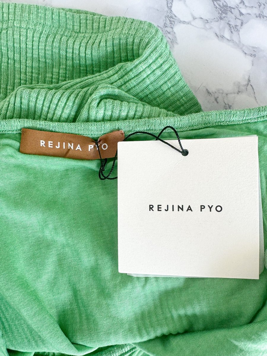Rejina Pyo Green Nina One Shoulder Ribbed Cotton Tank Top - Imagen 5