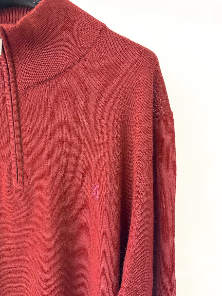 Pringle Of Scotland Qtr Zip Extra Fine Merino Wool Jumper In Burgundy - Imagen 3