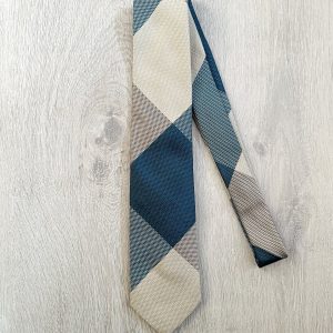 Drake's Michael J. Drake Grenadine Silk Teal Grey Colour Block Tie