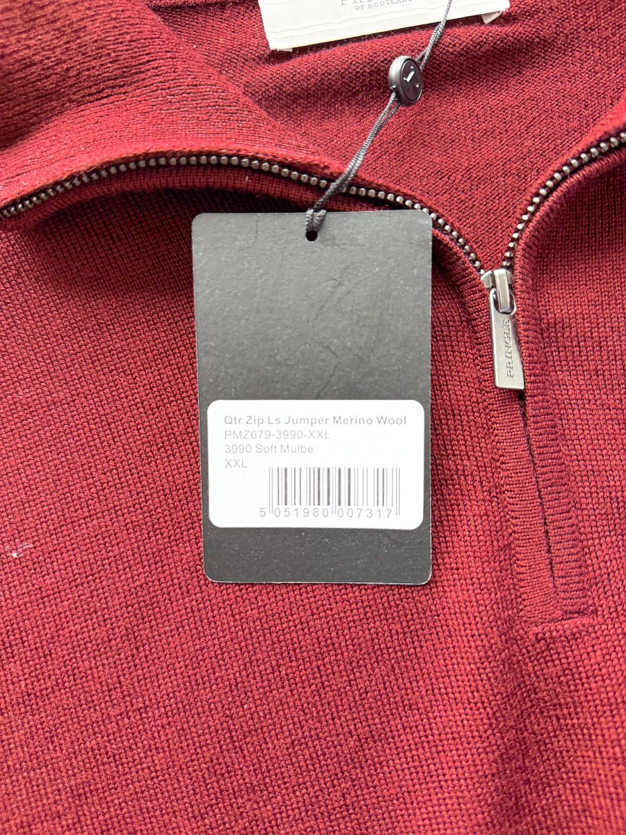Pringle Of Scotland Qtr Zip Extra Fine Merino Wool Jumper In Burgundy - Imagen 8