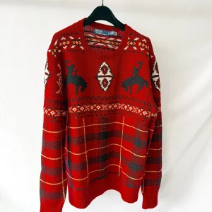 Ralph Lauren Polo Wool Blend Chunky Knit Western Fair Isle Sweater