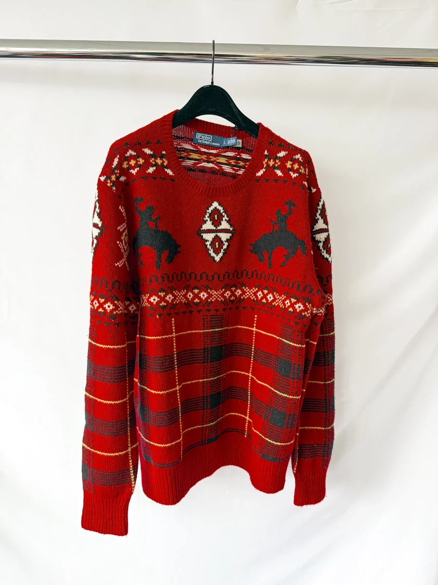 Ralph Lauren Polo Wool Blend Chunky Knit Western Fair Isle Sweater - Imagen 2