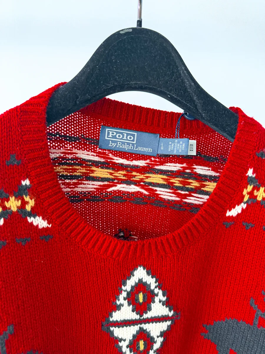 Ralph Lauren Polo Wool Blend Chunky Knit Western Fair Isle Sweater - Imagen 3