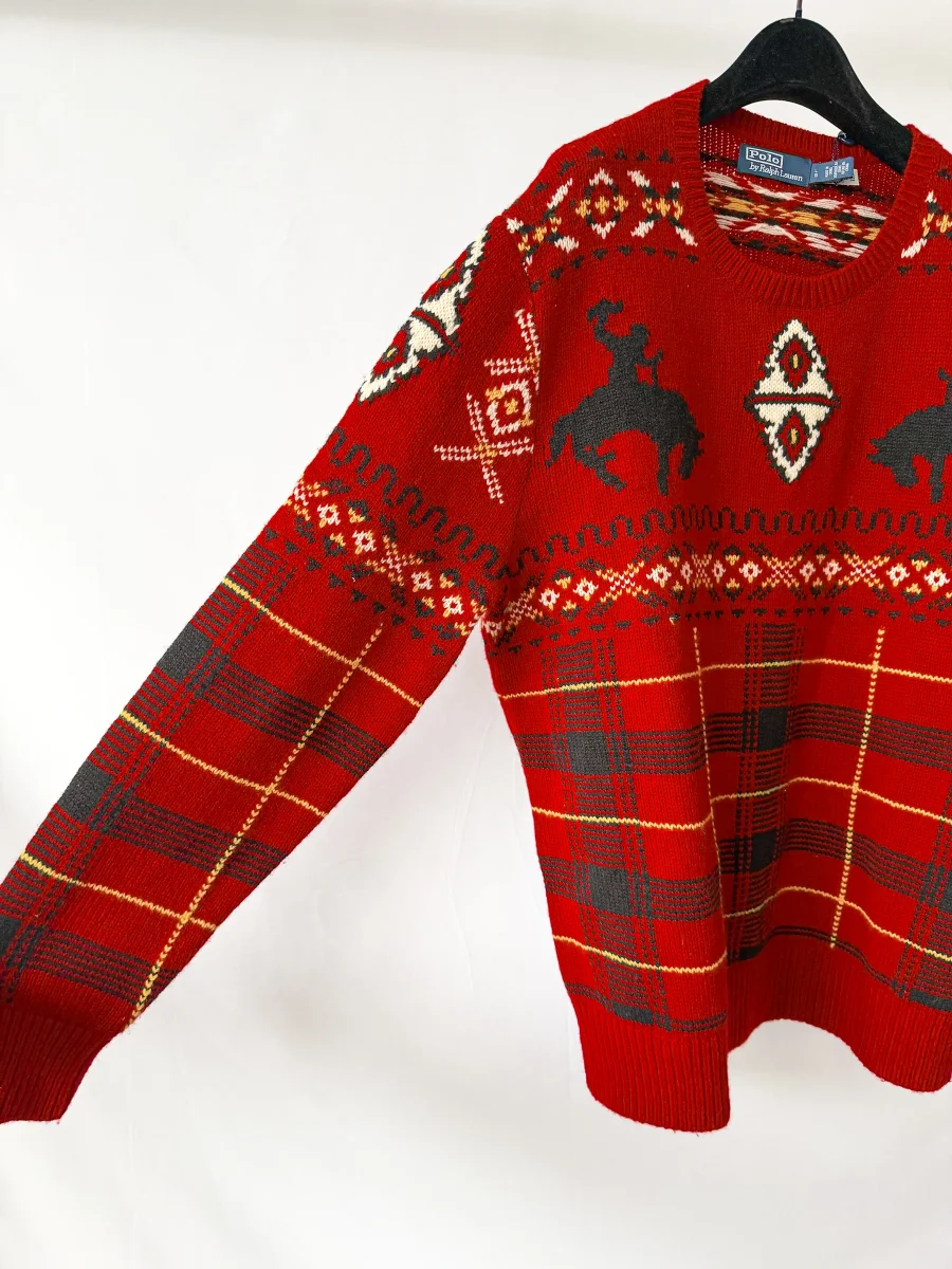 Ralph Lauren Polo Wool Blend Chunky Knit Western Fair Isle Sweater - Imagen 5