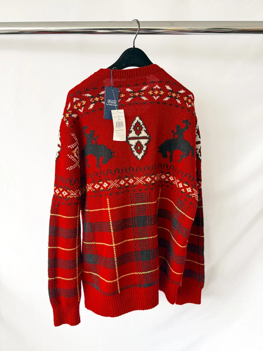 Ralph Lauren Polo Wool Blend Chunky Knit Western Fair Isle Sweater - Imagen 6