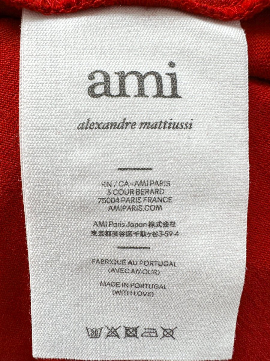 Ami Paris France Logo Front Red Crop Boxy T-Shirt Top - Imagen 8