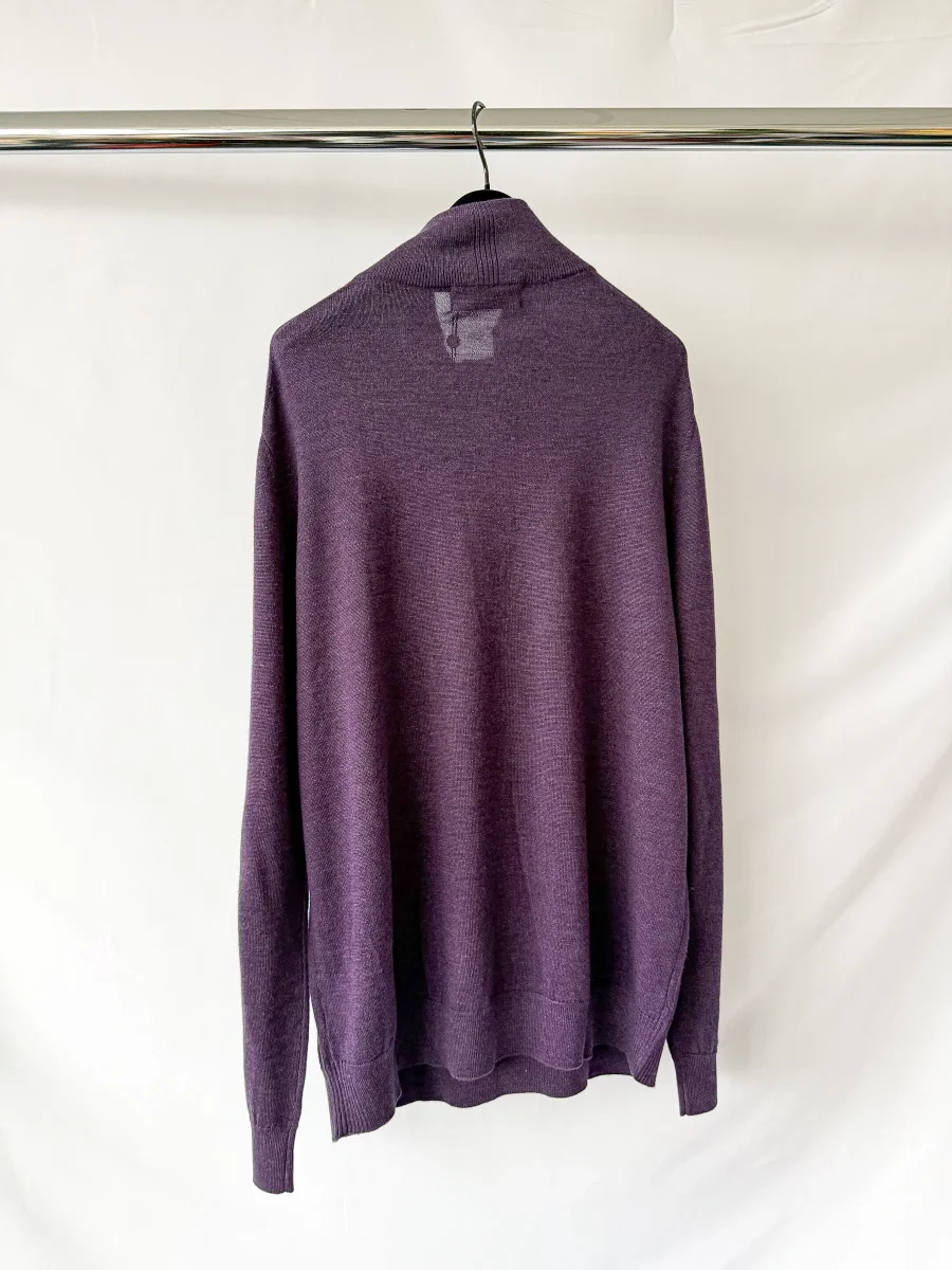 Pringle Of Scotland Qtr Zip Extra Fine Merino Wool Jumper In Purple - Imagen 5