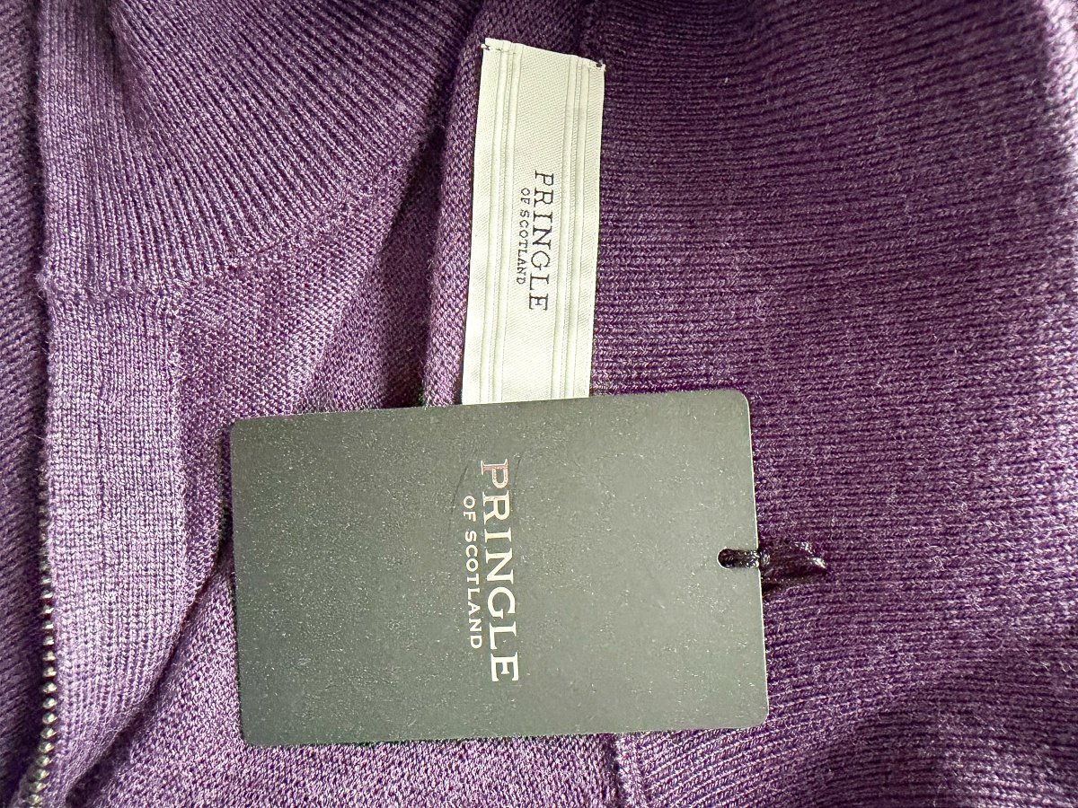 Pringle Of Scotland Qtr Zip Extra Fine Merino Wool Jumper In Purple - Imagen 6