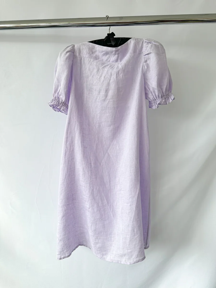Sleeper Lavender Puff Sleeve Button-Up Brigitte Mini Dress - Imagen 5